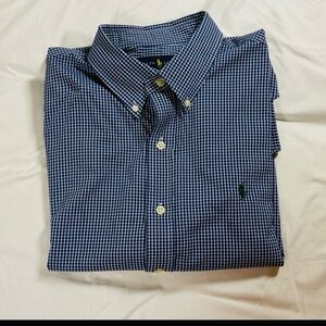 Ralph Lauren Men's Blue and White Checkered Shirt